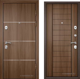 Дверь металлическая левая в дом МДФ — массив